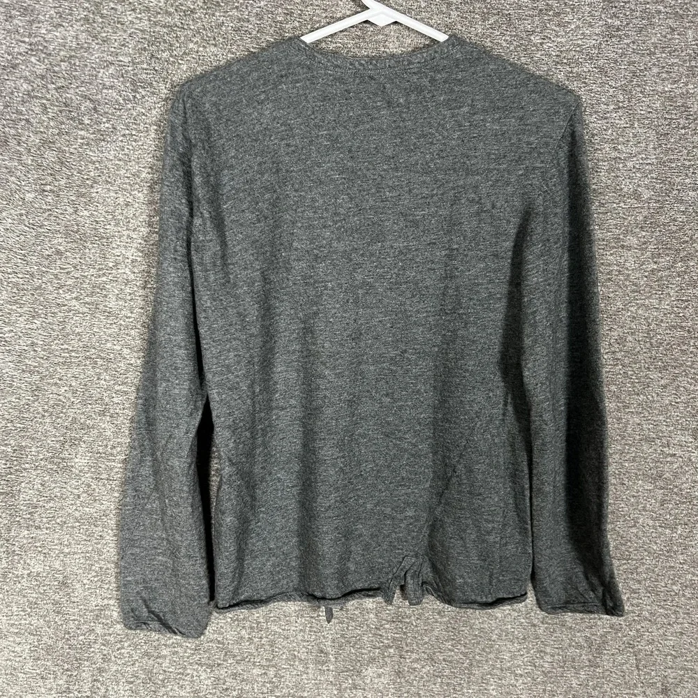 Zegna Sweater Mens Medium Gray Button Shoulder Crewneck‎ Knit Pullover Italy